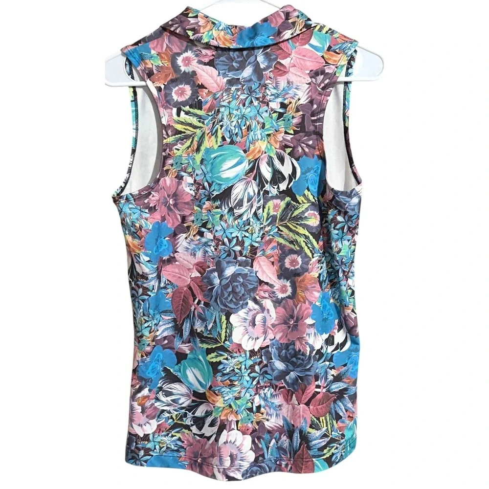 Nike Dri-FIT Sleeveless Golf Polo Women's Small Tropical Floral Print
